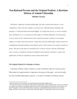 Non-Rational Persons and the Original Position: A Rawlsian Defense of Animal Citizenship