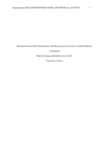 Relation Between Park Characteristics and Physical Activity Levels in a Rural Midwest Community
