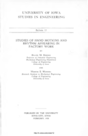 Studies of hand motions and rhythm appearing in factory work