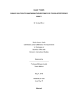 Sharp Power: China’s Solution to Maintaining the Legitimacy of its Non-Interference Policy