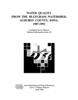 Water quality from the Bluegrass Watershed, Audubon County, Iowa, 1987-1992