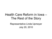 Health Care Reform in Iowa – The Rest of the Story