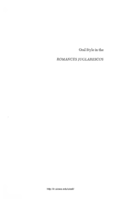 Aspects of oral style in the romances juglarescos of the Carolingian cycle