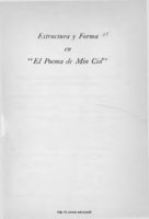 Estructura y forma en "El poema de mío Cid." (Hacia una explicación de la imitación poética de la historia de la epopeya castellana)