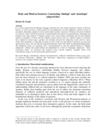 Body and Mind in Euskara: Contrasting 'dialogic' and 'monologic' subjectivities