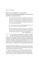 Better living through prose composition? Moral and compositional pedagogy in ancient Greek and Roman progymnasmata