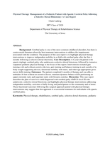 Physical Therapy Management of a Pediatric Patient with Spastic Cerebral Palsy following a Selective Dorsal Rhizotomy: A Case Report