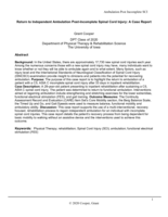 Return to Independent Ambulation Post-Incomplete Spinal Cord Injury: A Case Report