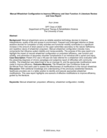 Manual Wheelchair Configuration to Improve Efficiency and User Function: A Literature Review and Case Report