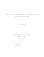 Parent perspectives on learning and play in children’s museums: three complementary studies