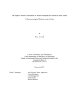The impact of school consolidation on women principals and teachers in Saudi Arabia: a phenomenological multisite analysis study