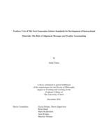 Teachers’ use of the next generation science standards for development of instructional materials: the role of alignment messages and teacher sensemaking