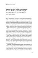 “How Are You Going to Keep Them Down on the Farm after They’ve Seen Iowa City?”: Making Public Research Universities Relevant to the Rural Midwest