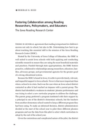 Fostering Collaboration among Reading Researchers, Policymakers, and Educators: The Iowa Reading Research Center