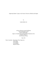 Supporting students’ agency in the science classroom: Methods and insights
