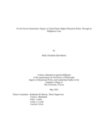 For the seven generations: equity in United States higher education policy through an indigenous lens