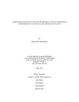 Three essays on effects of the Affordable Care Act insurance expansions on access to care and health status