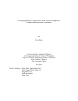 Investigating students’ argumentation skills and reasoning patterns in a knowledge generation environment