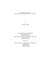 Defining partnership factors between business and education partners: a case study