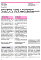 Considerazioni su prove di biocompatibilità “in vitro” ed “in vivo” di alcuni cementi endodontici