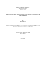 Word Learning from Written Contexts in Children who are Deaf or Hard of Hearing