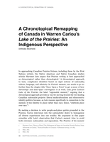 A Chronotopical Remapping of Canade in Warren Cariou's Lake of the Prairies: An Indigenous Perspective