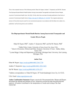 The Disproportionate Mental Health Burden Among Incarcerated Transgender and Gender Diverse People