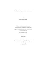 Three essays on corporate finance and investment