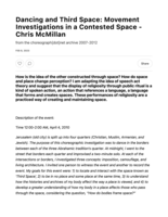 Dancing and third Space: Movement Investigations in a Contested Space