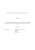 Essays in environmental, social, and governance performances in finance