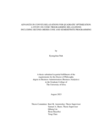 Advances in convex relaxations for quadratic optimization: a study on conic programming relaxations including second-order-cone and semidefinite programming