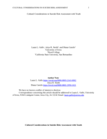 Cultural Considerations in Suicide Risk Assessment with Youth