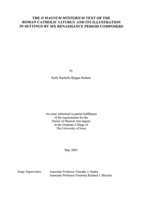 The O magnum mysterium text of the Roman Catholic liturgy and its illustration in settings by six Renaissance period composers