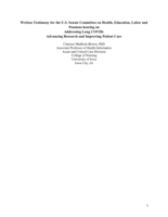 Written Testimony for the U.S. Senate Committee on Health, Education, Labor and Pensions hearing on Addressing Long COVID: Advancing Research and Improving Patient Care