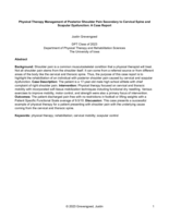Physical Therapy Management of Posterior Shoulder Pain Secondary to Cervical Spine and Scapular Dysfunction: A Case Report