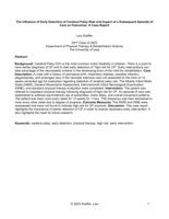 The Influence of Early Detection of Cerebral Palsy Risk and Impact of a Subsequent Episode of Care on Outcomes: A Case Report