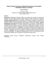 Physical Therapy Treatment of Guillain-Barré Syndrome in the Inpatient Rehabilitation Setting: Case Report: A Case Report