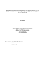 What professional associations communicated to teachers about participatory democracy in the Civil Rights Era: communication from the American Teachers Association (ATA) and the National Education Association (NEA) 1954-68
