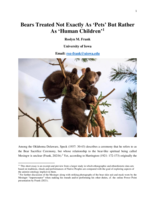 Bears Treated Not Exactly As 'Pets' But Rather As 'Human Children'