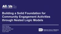 Building a Solid Foundation for Community Engagement Activities through Nested Logic Models