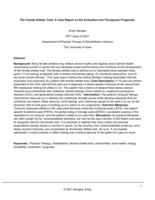 The Female Athlete Triad: A Case Report on the Evaluation and Therapeutic Prognosis