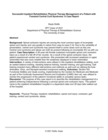 Successful Inpatient Rehabilitation Physical Therapy Management of a Patient with Transient Central Cord Syndrome: A Case Report
