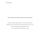 Above-Level Testing in K-12 Schools: Lessons Learned from Talent Search