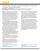 The Medicaid " Unwind " : Who Lost Coverage in Iowa after the Public Health Emergency?