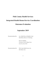 Polk County Health Services. Integrated Health Homes/Service Coordination. Outcomes Evaluation. September 2019