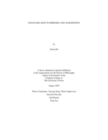 Essays related to mergers and acquisitions