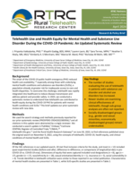 Telehealth Use and Health Equity for Mental Health and Substance Use Disorder During the COVID-19 Pandemic: An Updated Systematic Review