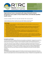 Organizational Factors Associated with Using Telehealth Services: Perspectives from Leaders of Rural Health Clinics and Federally Qualified Health Centers