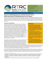 Process of Identifying Measures and Data Elements for the HRSA School-Based Telehealth Network Grant Program