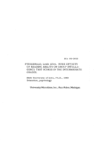Some effects of reading ability on group intelligence test scores in the intermediate grades